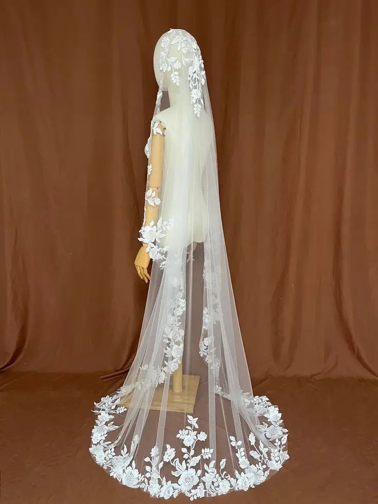 180cm Wedding Veils Lace Appliques One Layer Bridal Veils Headpiece Bride Accessory Women Hair Decoration image 4
