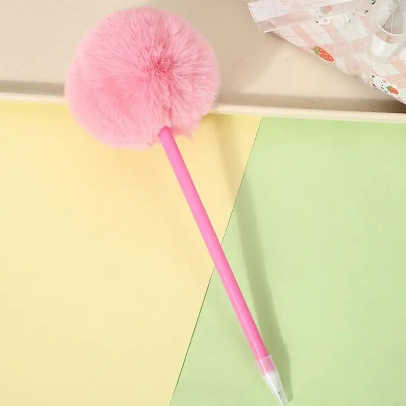 6Pcs Furry Pom Ballpoint Pen Funny Writing Tool 0.7mm Refillable for Student Writing Drawing Christmas Stocking Fillers H8WD