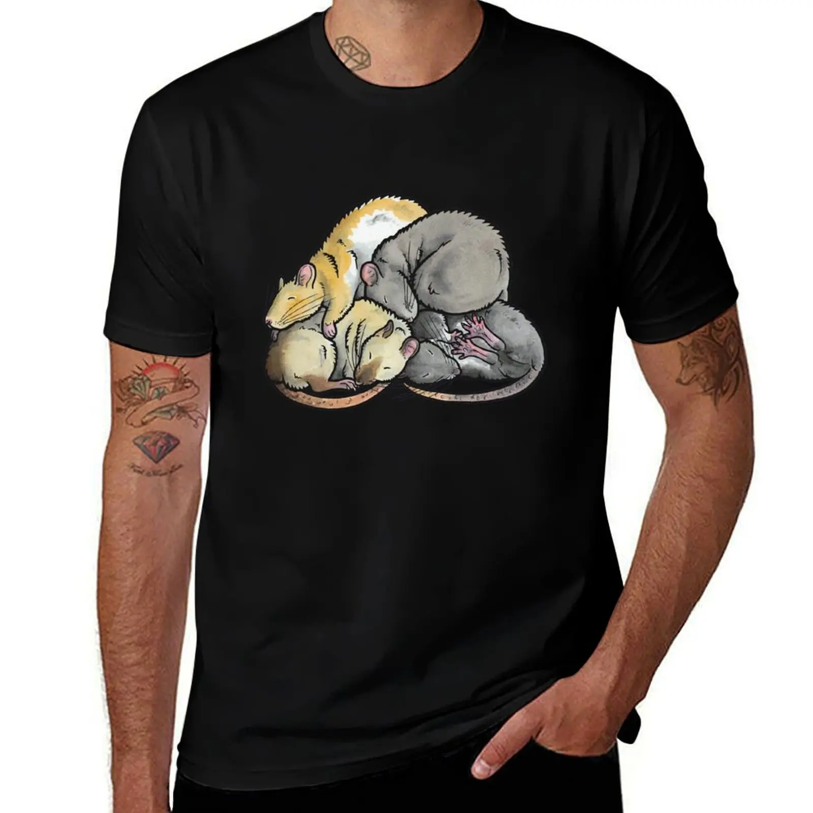 

Sleeping Pile of Pet Rats T-Shirt men t shirt cotton 100% t shirt personalised t shirt custom print T-shirt