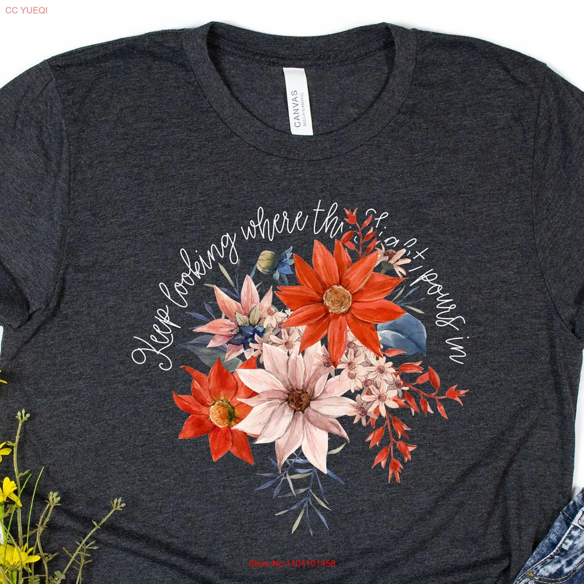 Floral T Shirt Wild Flowers Wildflower Botanical Flower Nature Lover Ladies for Womens long or short sleeves