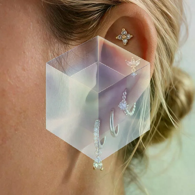 5/6/9/12pcs Set Stainless Steel Multi‑Size Chunky Plain & Zircon Inlay Stackable Small Hoop Earrings For Women Multi‑Piercing