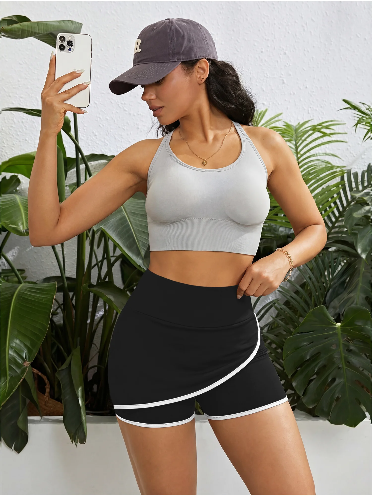 Trendy White Edge Wrapped Short Pants High Waist Skinny Fit Women Daily Outfit Street Style Fashion Casual Mini Bottom Shorts