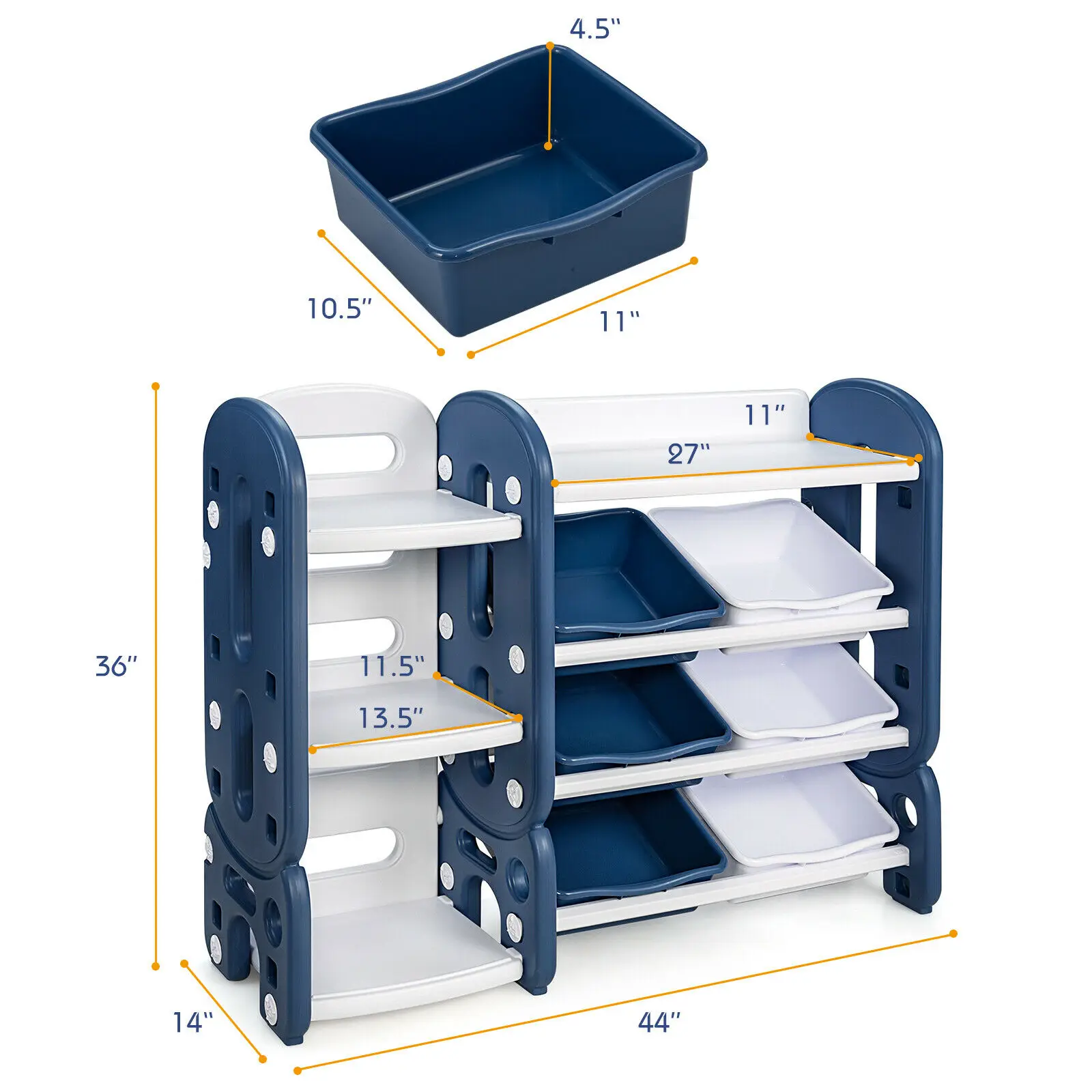 Organizador de almacenamiento de juguetes para niños, con contenedores y estante multicapa para dormitorio, sala de juegos, TY327808