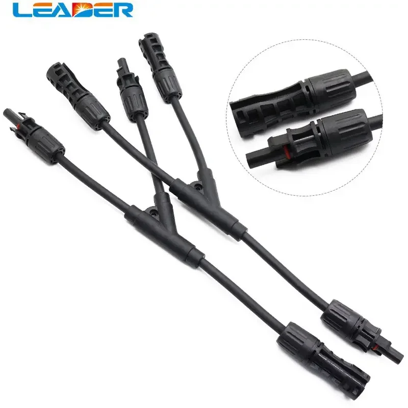 

LEADERSOLAR 5 Pairs/Lot 1500V PV Solar 2 To1 Y Branch Connector Approval Standard With 6mm2 Solar Cable Free Shipping