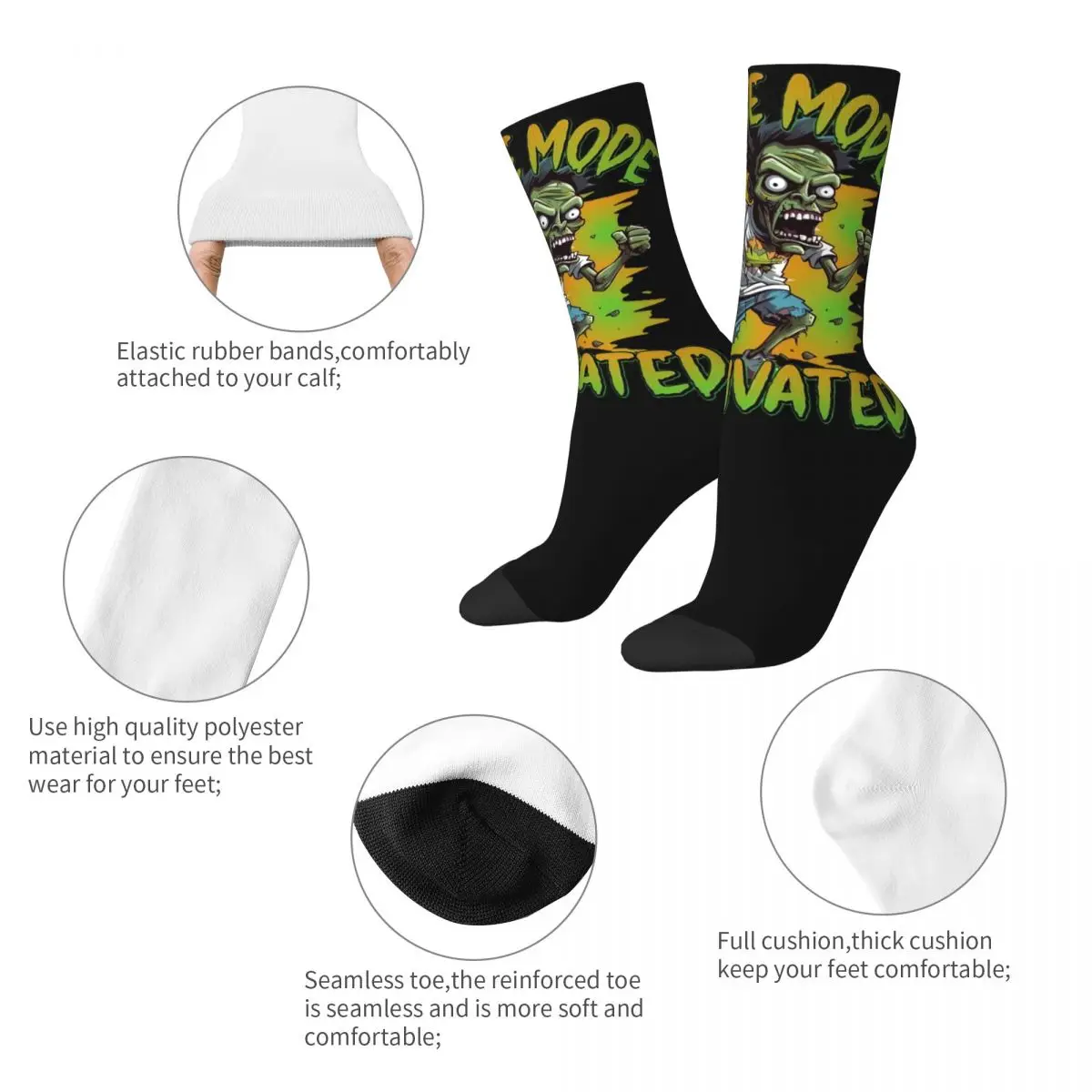 Zombie Mode Activated Stuff Crew Socks Non-slip Daryl Dixon Skateboard Long Socks Soft for Women Men Small Gifts