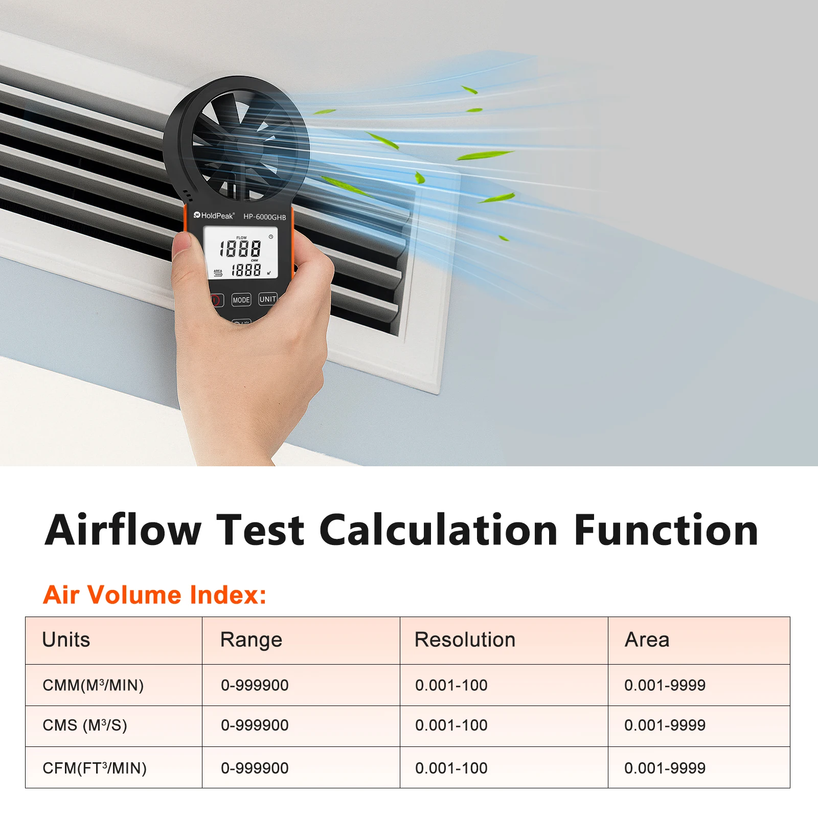 مقياس شدة الريح المحمول من HOLDPEAK، مقياس سرعة الرياح الرقمي لـ HVAC، الطيران بدون طيار، الإبحار ومراقبة الطقس، تدفق الهواء المحمول