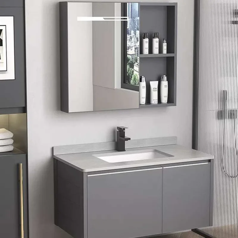 

Light Modern Bathroom Cabinet Luxury Mirror Closet Space Saving Bathroom Vanity Storage Toilet Mueble Lavabo House Accessories