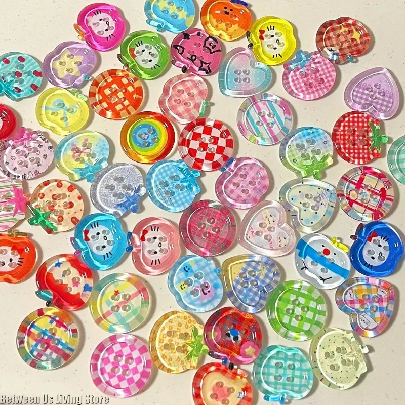 Colorful Translucent Cartoon Buttons 20/50Pcs Random Pack DIY Sewing Supplies For Kids Women Coat Cardigan Clothing Decor
