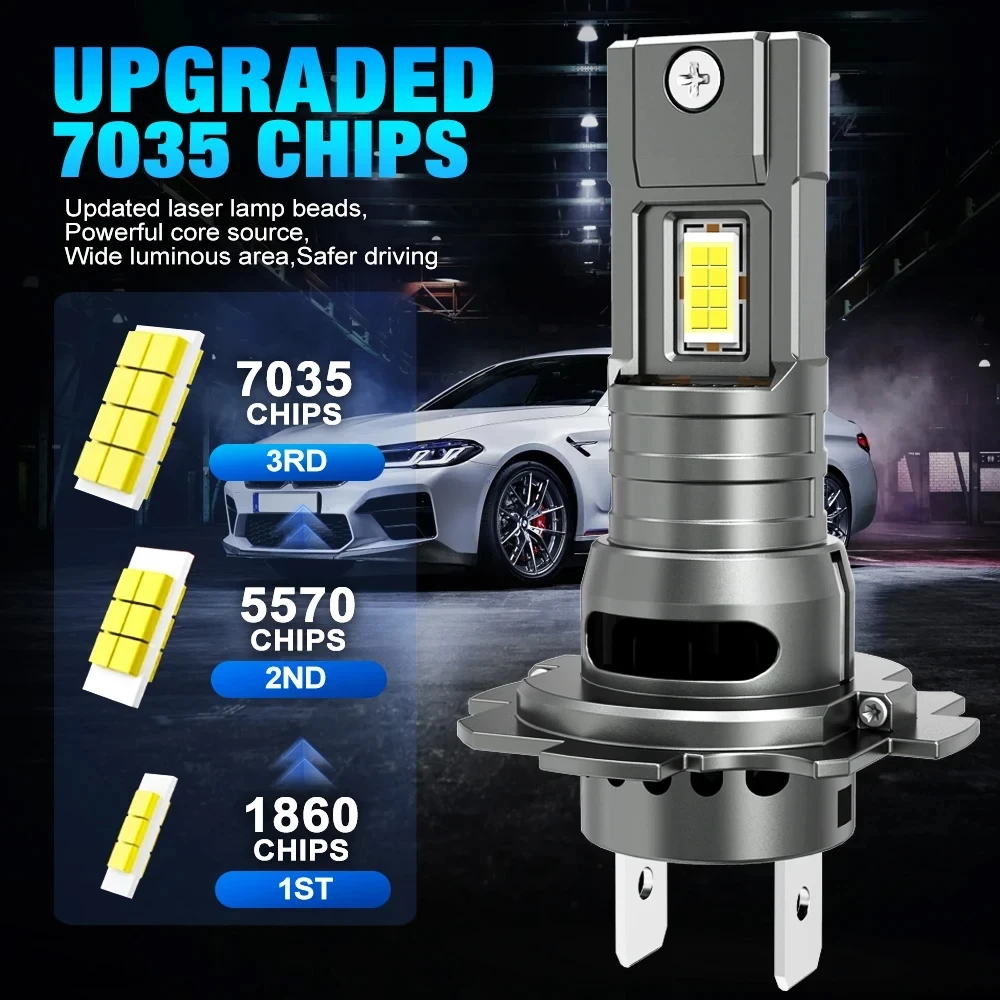 H7 Mini LED Headlight Bulb 300000LM 1:1 MINI Size Plug and Play Auto Lamp With Fan 7035 CSP Chips Fanless Turbo Fog Light Bulb