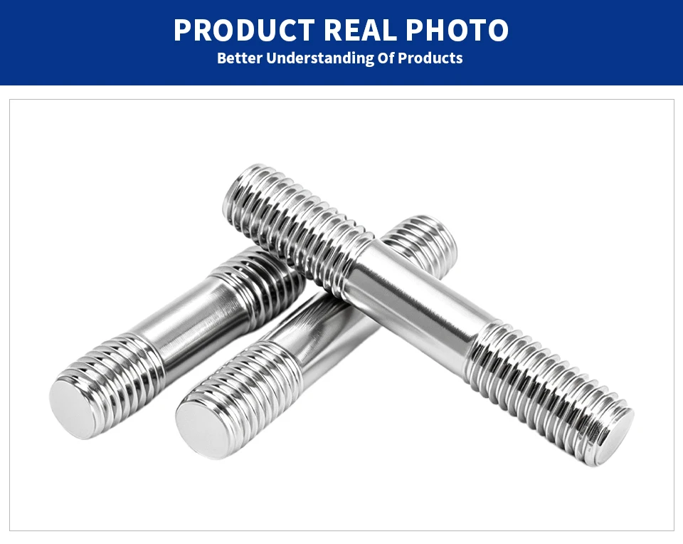 304 Edelstahl Doppelendbolzen, Doppelkopf-Gewindestange, Gewindebolzen M6 M8 M10 M12 M14 M16 GB901 – Detail 6