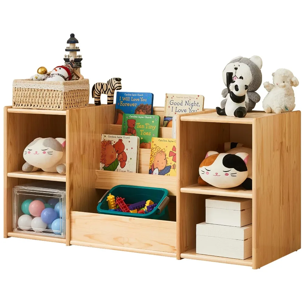Montessori Bookshelf and Toy Storage 3-Section Kids Bookshelf for Organizing Books