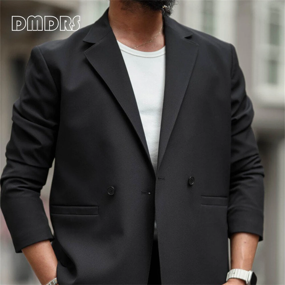 Versatile Black Casual Suit Set for Men, XS-5XL Sport Jacket Pants Set, One Button Blazer Trousers Plus Size Customized Suits
