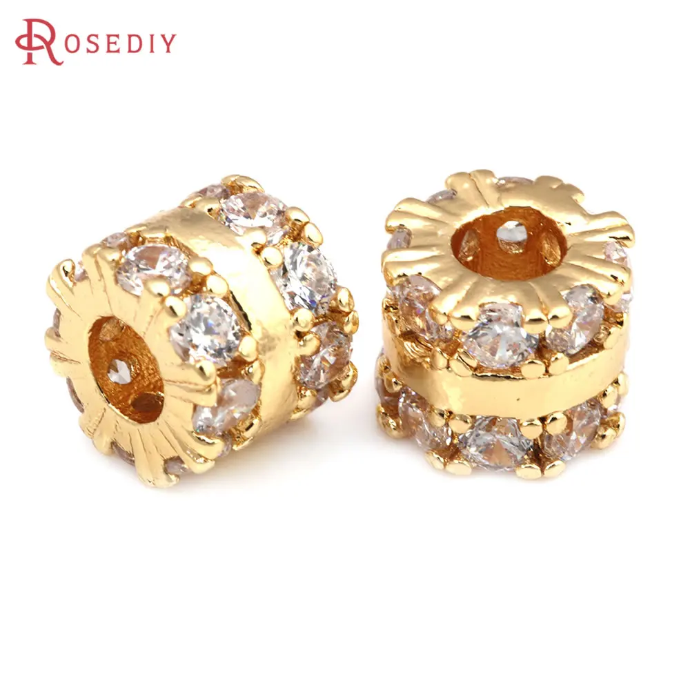 18K Gold Color Brass and Zircon Spacer Beads Bracelets Beads High Quality Jewelry Making Necklace Earrings Accessories for Women