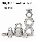 M1 M1.2 M1.4 M1.6 M2 M2.5 M2.6 M3 M3.5 M4 M5 M6 M8 M10 M12 DIN934 304/316 Stainless Steel Hex Hexagon Nut