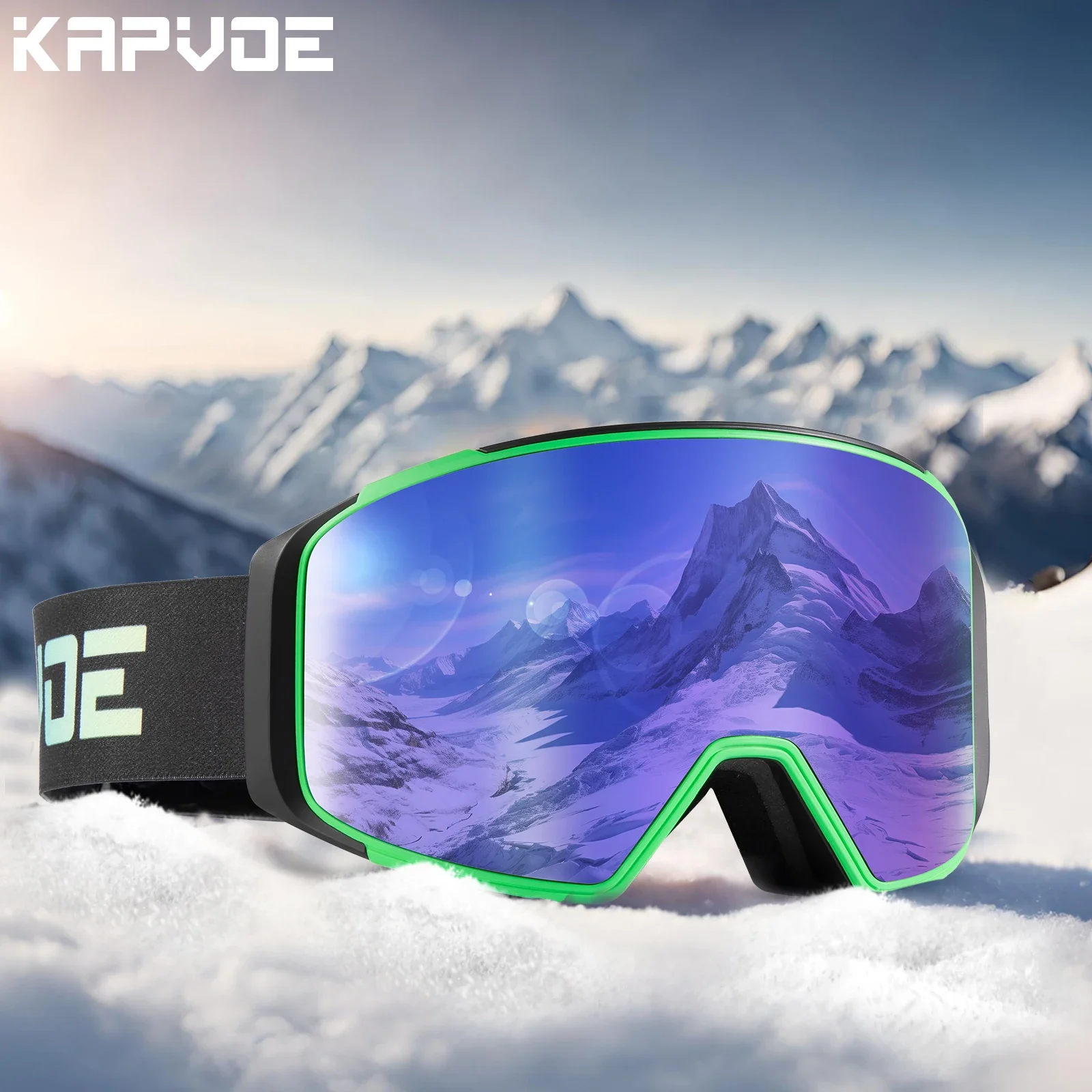 Kapvoe Ski Goggles Snow UV400 Protection Snowboarding Goggle Skiing Winter Sports Mask for Men Women Anti-Fog Snowmobile Glasses