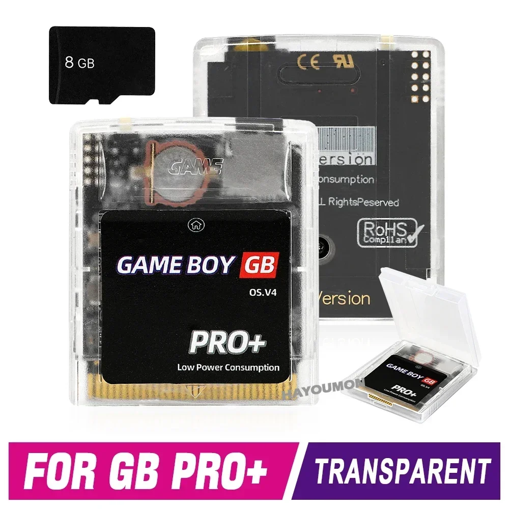 2026 Für GB GBC GBA Spielkonsolen Gaming-Zubehör GB PRO+ Spielkarte für Gameboy Card OS.V4 2000 in 1 mit 8GB TF-Karte Spielebox