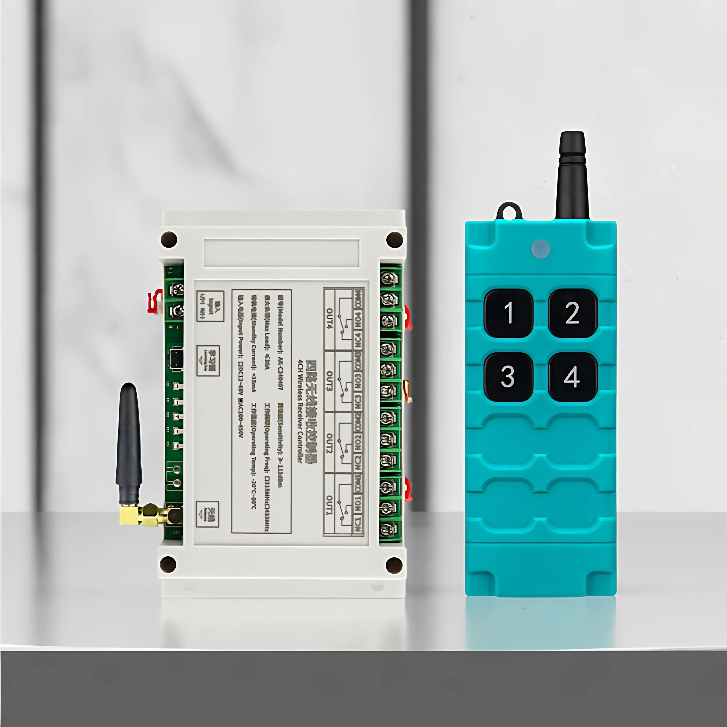 433mhz  Universal AC 220 V 380V  4 CH  RF Wireless Remote Control  Receiver  +Transmitter  household farm power switch
