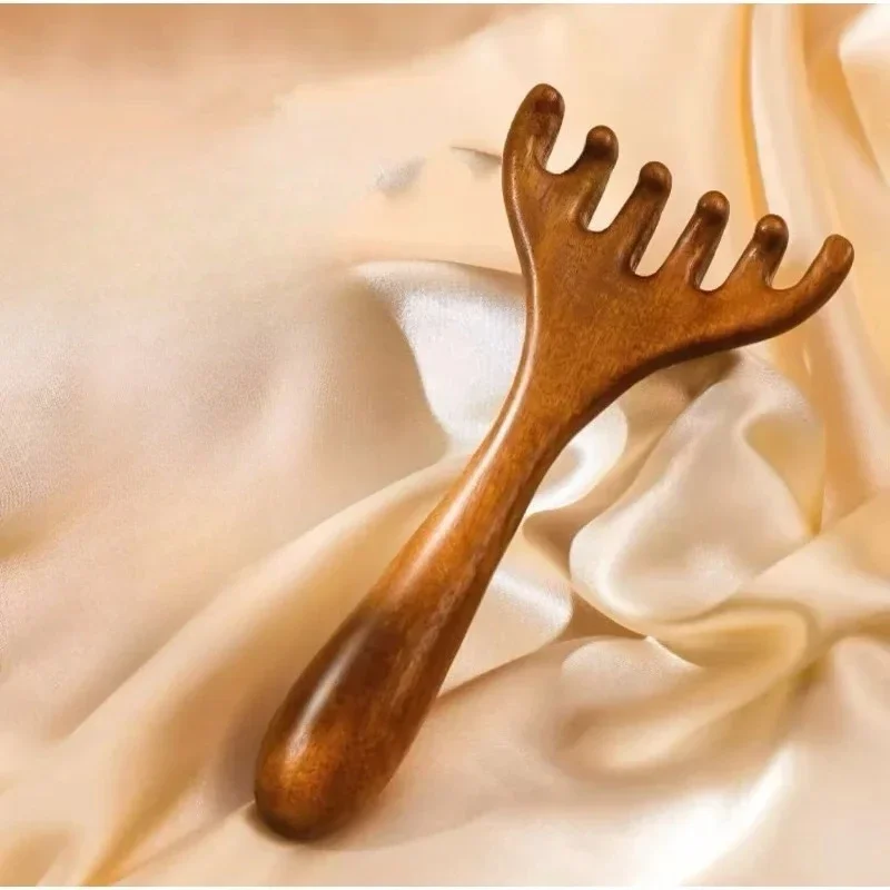 Massage comb sandalwood meridian comb hair therapy massage men and women scraping dredging wide tooth comb portable