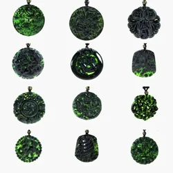 Various Types Chinese Black Green Jade Pendant Natural Obsidian Necklace Charm Jewellery Fashion Amulet Gift Men Women