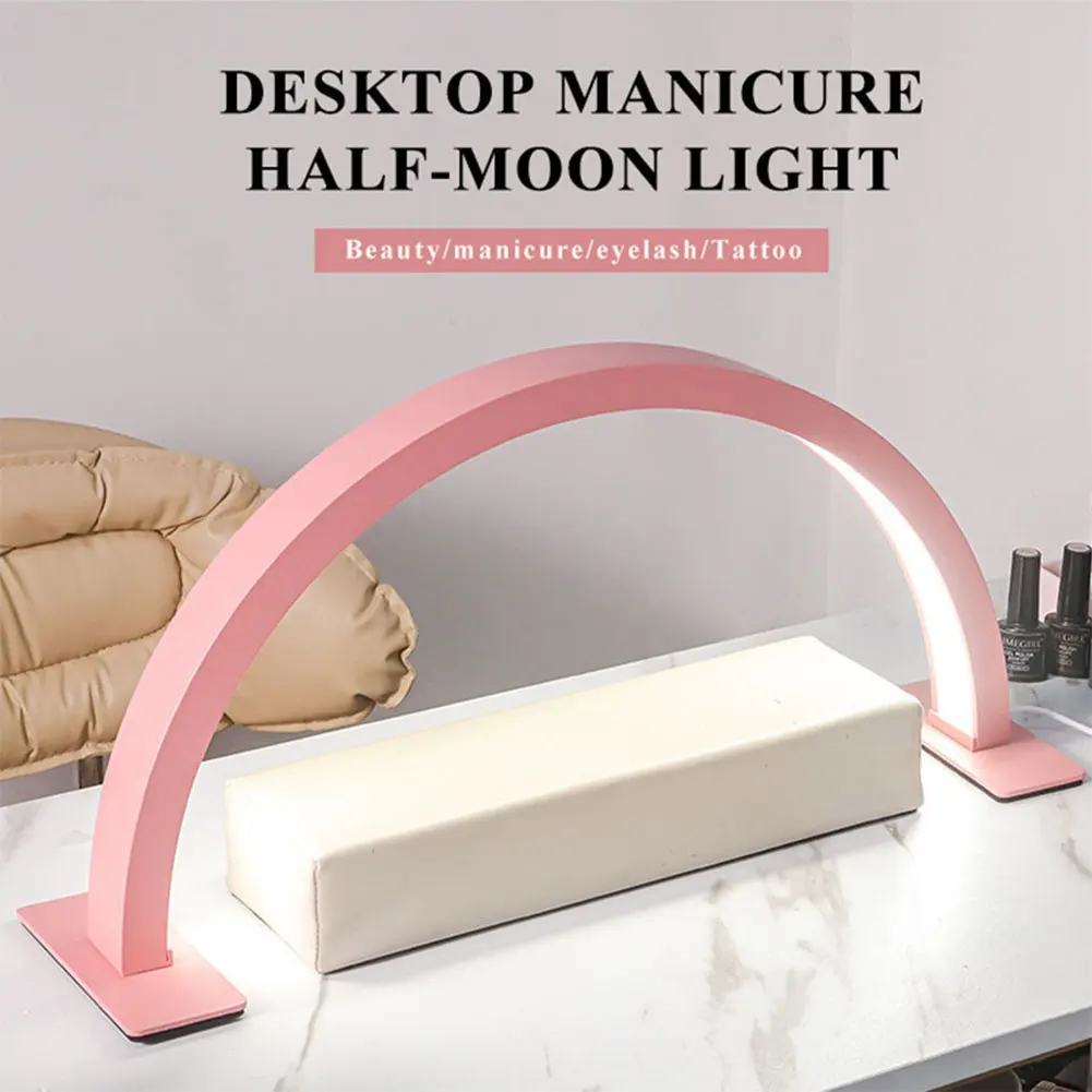 Luz de meia lua para mesa de unhas LED luz de unhas com 3 modos de cor lâmpada de mesa de unhas para salão de manicure