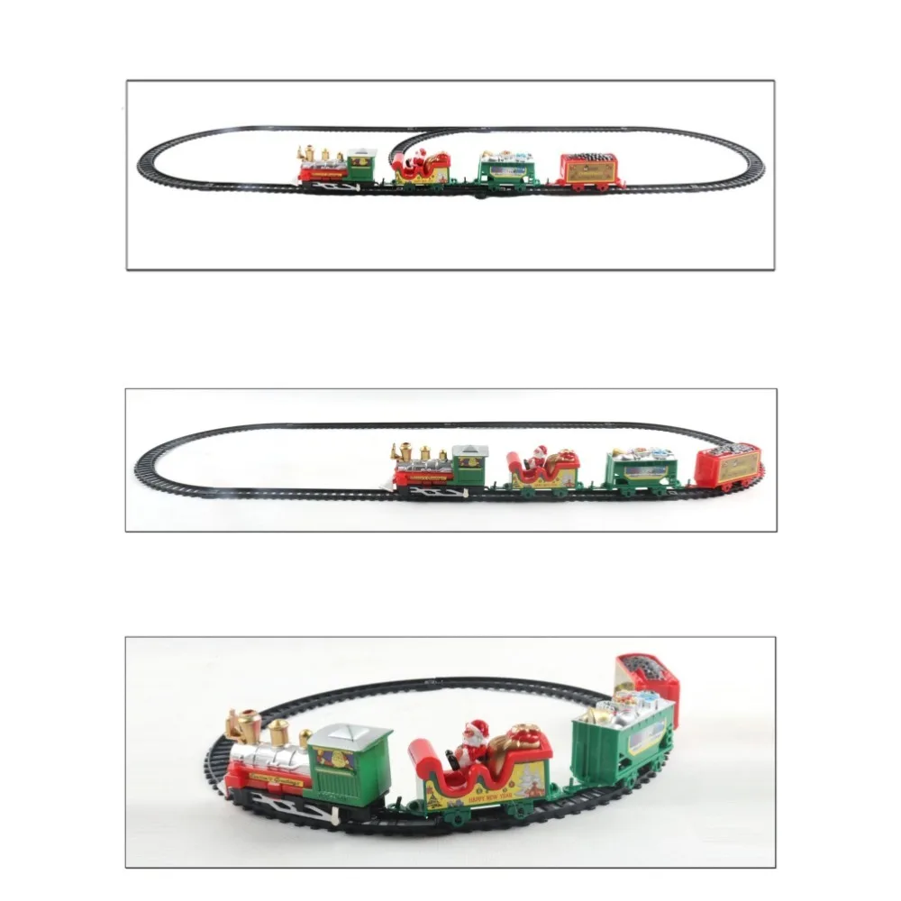 New Christmas Style Electric Train Set ABS Battery Powered Railway Car Santa Claus Electric Rail Cart Gift Giving