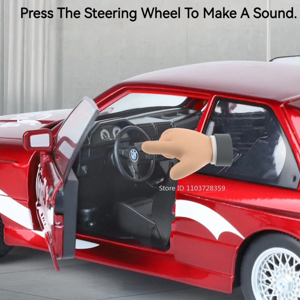 1:24 M3 Miniature Car Model Toys Alloy Diecast RX7 Vehicles Sound Light Doors Opened Pull Back Shock Absorption for Kids Gifts