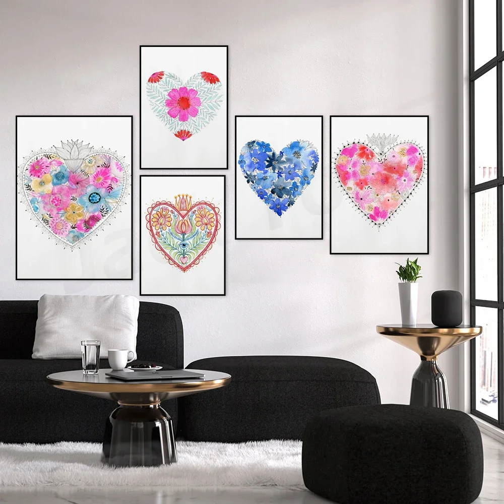 Póster de corazón, regalo de corazón, estampado de corazón, regalo para novia, corazón de amor, ilustración de corazón, corazón de Milagros, corazón mexicano