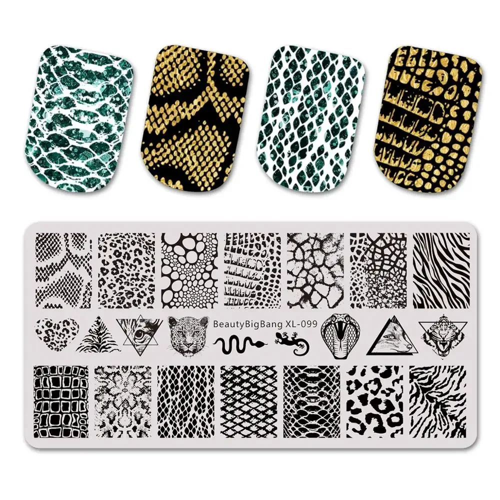 BEAUTYBIGBANG Hot Sale Animal Flower Pattern Nail Stamping Plates Leopard Nail Template