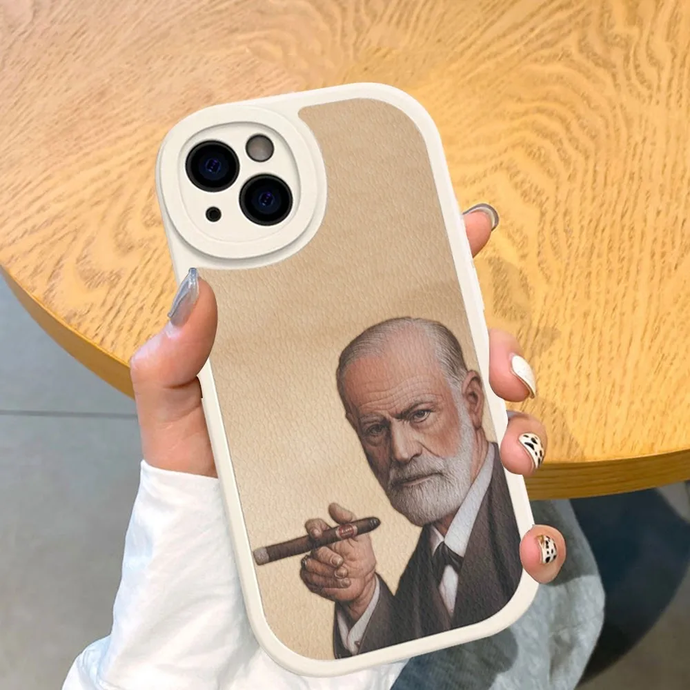 Sigmund psychoanalysis Freud Phone Case Hard Leather For iPhone 14 13 12 Mini 11 14 Pro Max Xs X Xr 7 8 Plus Fundas