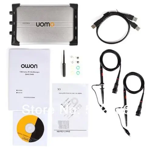 OWON VDS3102 100MHz PC-based USB Oscilloscope, 2 channels, Memory depth of 10 million pt, 1 GS./Sec.