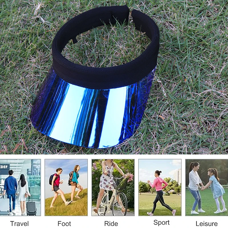 UV 400 Gold Gloss Empty Top Ladies Male Golf Cap Sun Visors for Yoga Travel Tennis Hiking Driving Visor Casual Leisure Sunblock