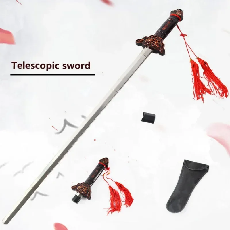 سيف تاي تشي قابل للطي تلسكوبي ، الفولاذ المقاوم للصدأ ، التمارين الصباحية ، أداء فنون الدفاع عن النفس ، اللياقة السحرية