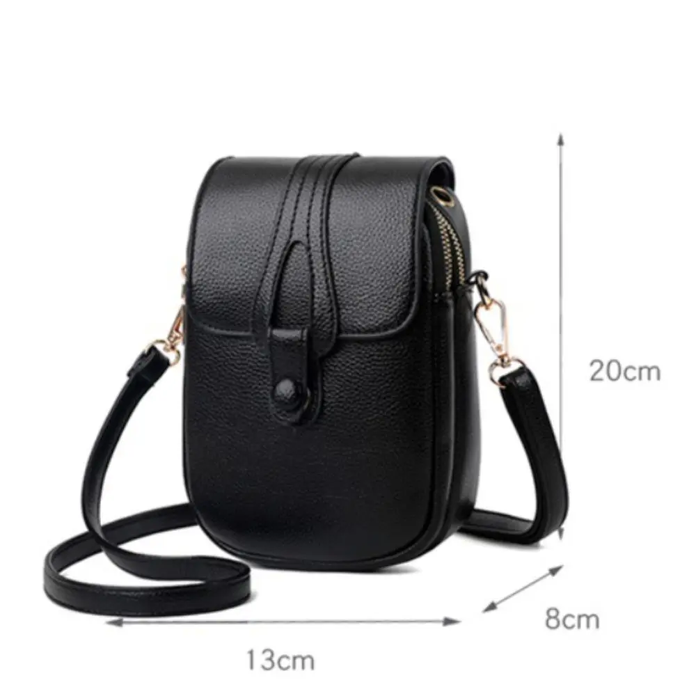 Large Capacity Lady Crossbody Phone Bag Leather Vertical Women Shoulder Phone Bag Fashion Multi-layer Cell Phone Purse