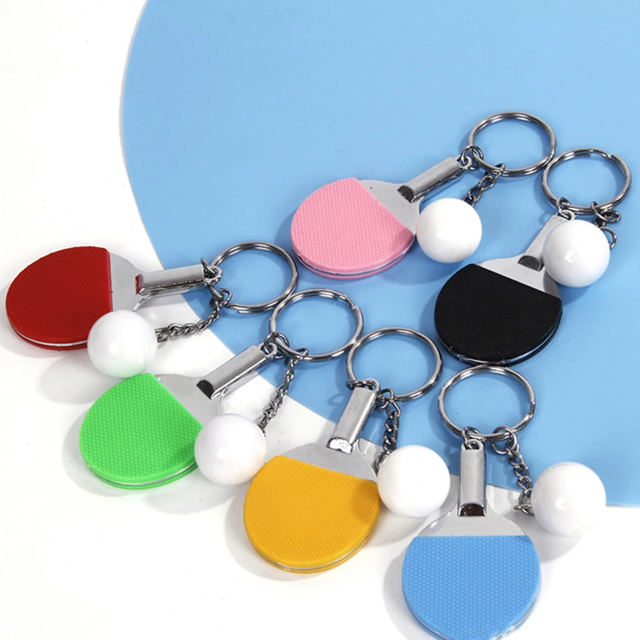 Creative Ping Pong Racket Keychain 7 Colors Table Tennis Keyring Sports Fans Souvenir Pendants Key Ring Backpack Accessories