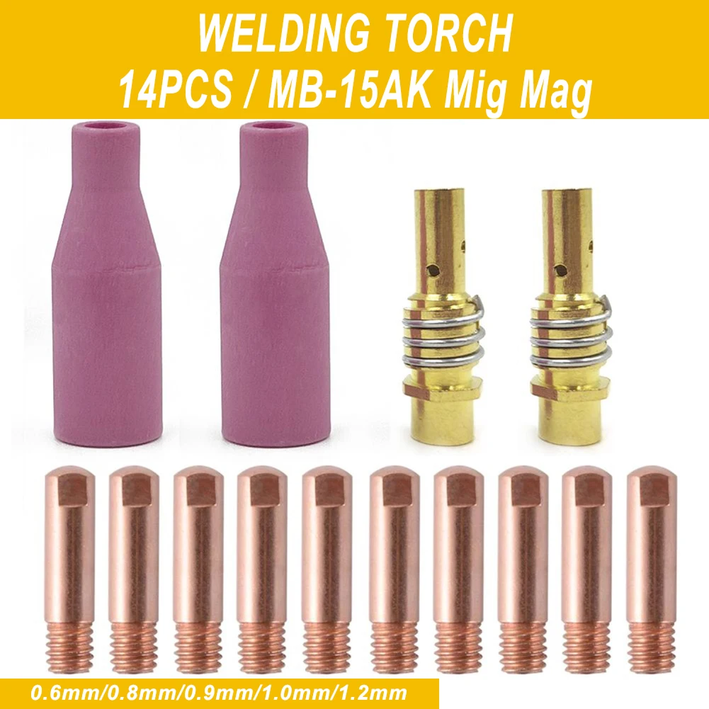 

For Welding Ceramic Nozzle Welding Accessories 14Pcs Copper Material Gas Nozzle Holder MB-15AK For Tig 15AK MIG MAG