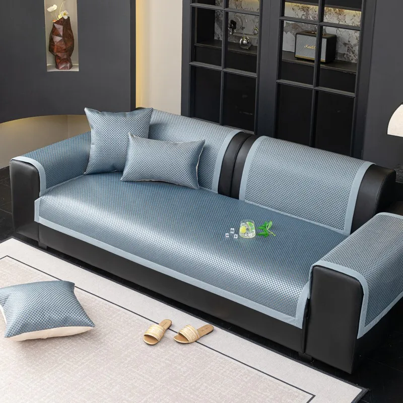 2025 verão nova sala de estar & escritório antiderrapante gelo seda bambu resfriamento sofá tapete respirável antiderrapante capa de assento tapete de dormir