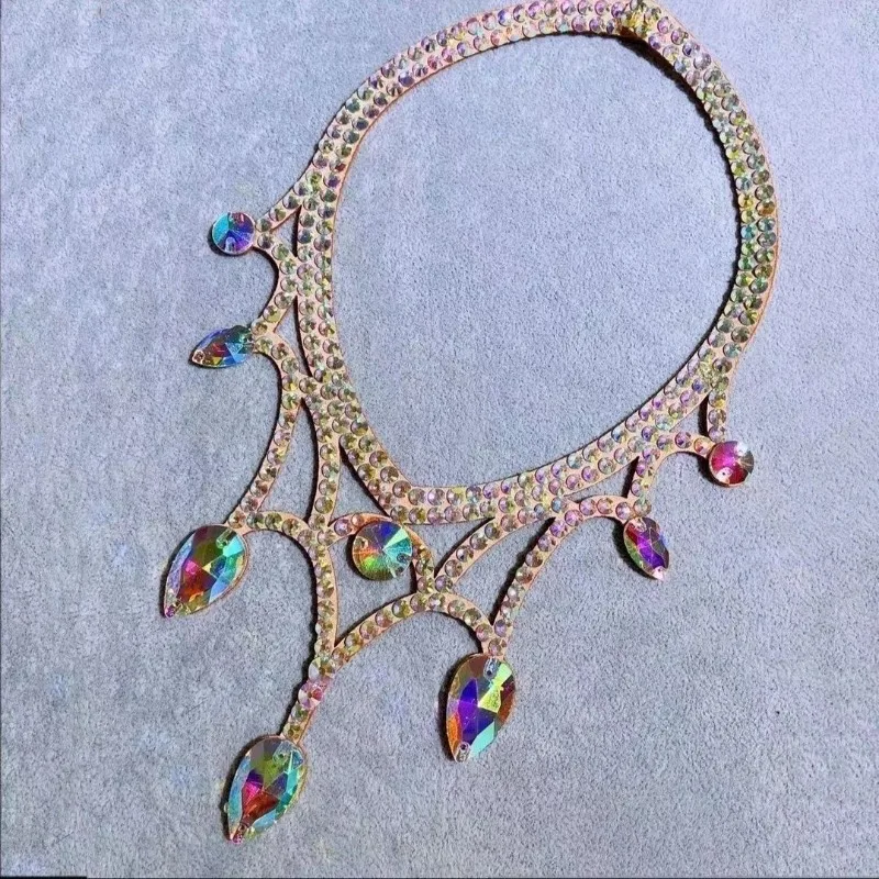 Collier de performance en daim personnalisé, accessoires de performance de danse du ventre, collier exclusif de concours de danse latine