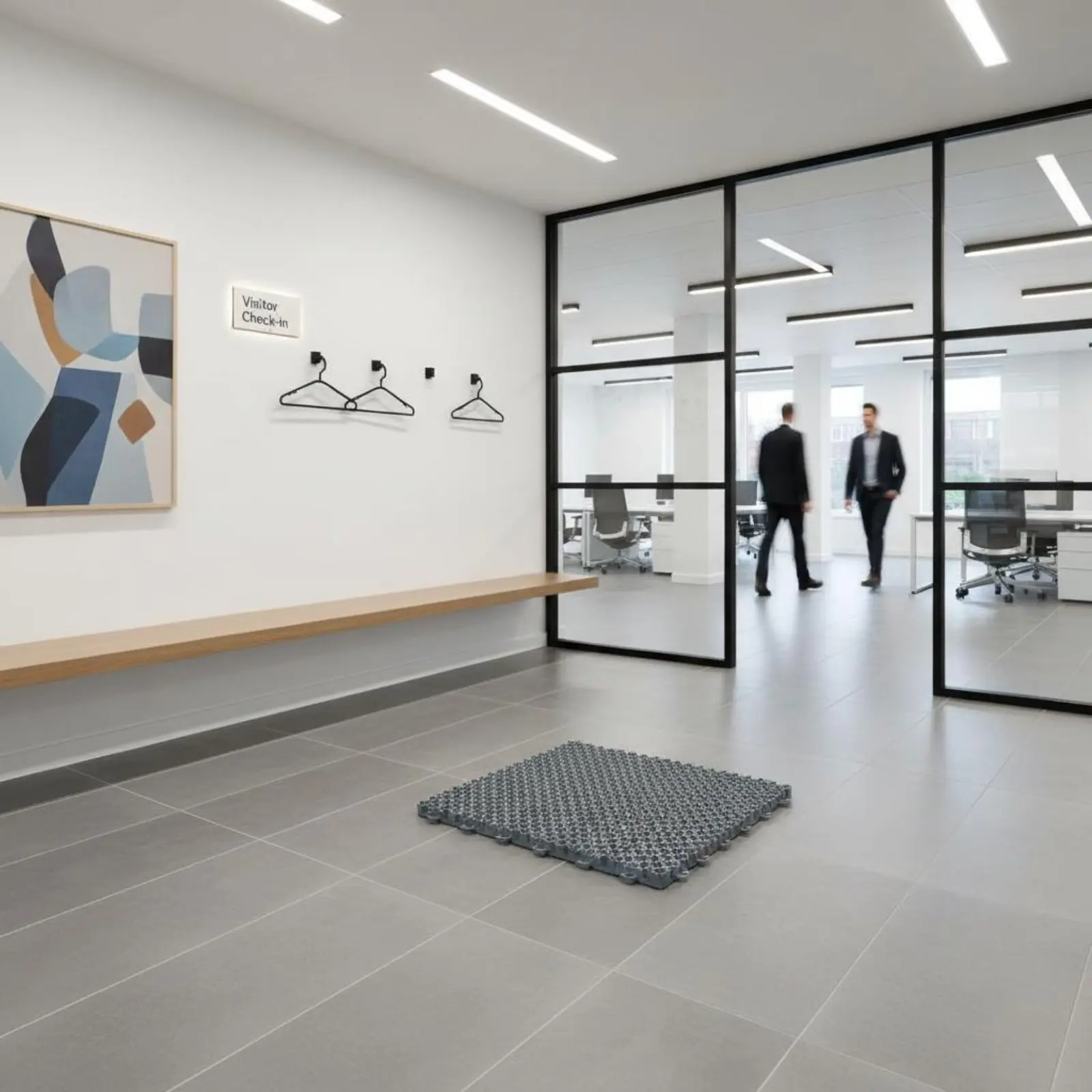 

Sectional Floor Mat Dirt Trapping Business Door Mat Connecting PVC Tiles Scrapes Mud and Debris Sturdy Duty Entrance Rug