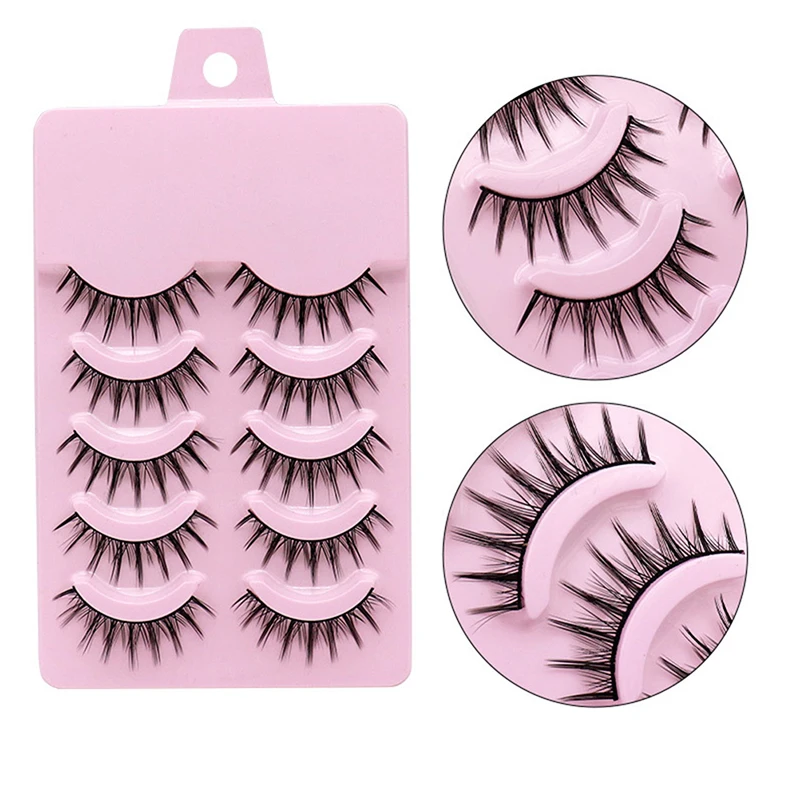 5 Pairs Black Crossing Eye Lashes Extension Makeup Long Curled False Eyelashes Practical Women Eye Makuep Fake Eyelashes Tools