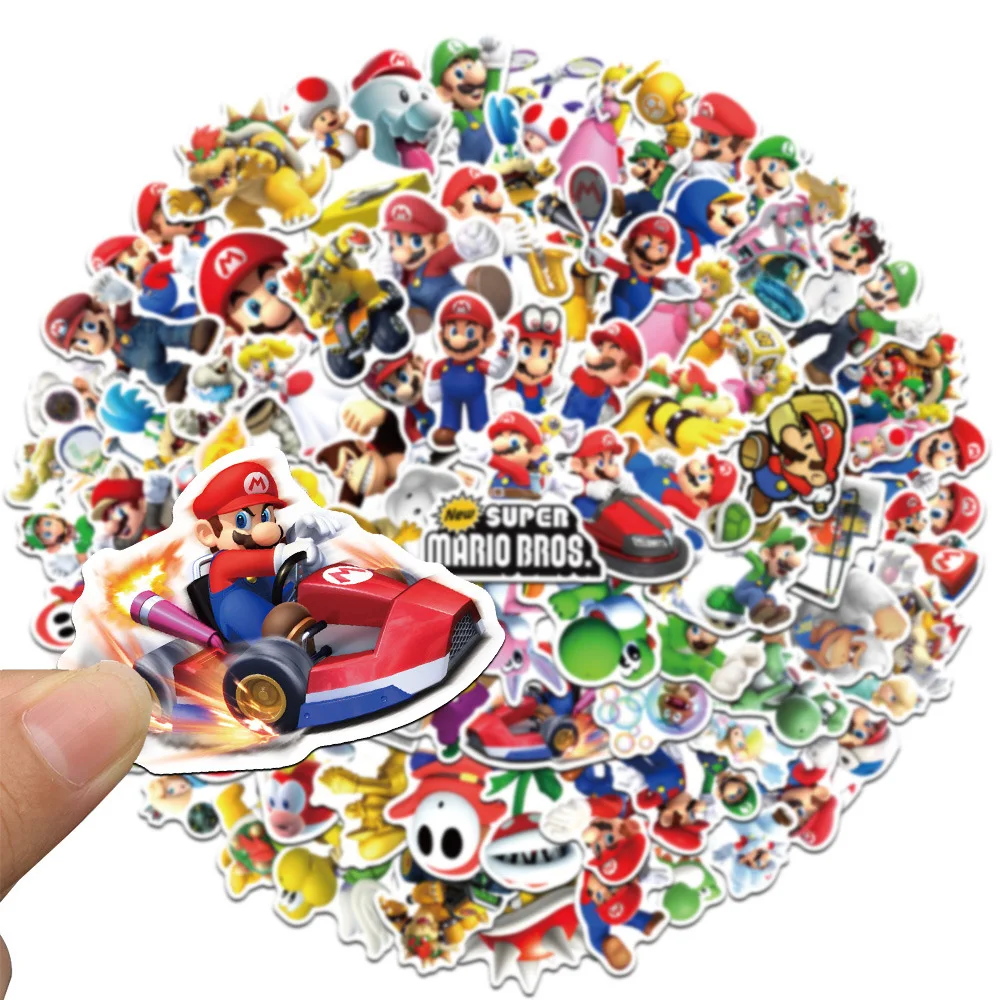 10/30/50/100pcs Anime Cartoon Super Mario Bros gry naklejki deskorolka gitara rowerowa Laptop telefon wodoodporna naklejka motocyklowe