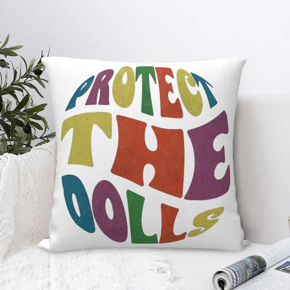 Protect The Dolls Pillowcases Polyester Living Room Cushion Cover Cute Home Decoration Throw Pillow Case 45*45