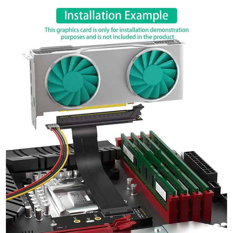 2X Riser Cable M.2 NVME To PCIE X16 Adapter Graphics Extension Cable 90Degree PCI Express 3.0 16X To M Key Riser Cable A