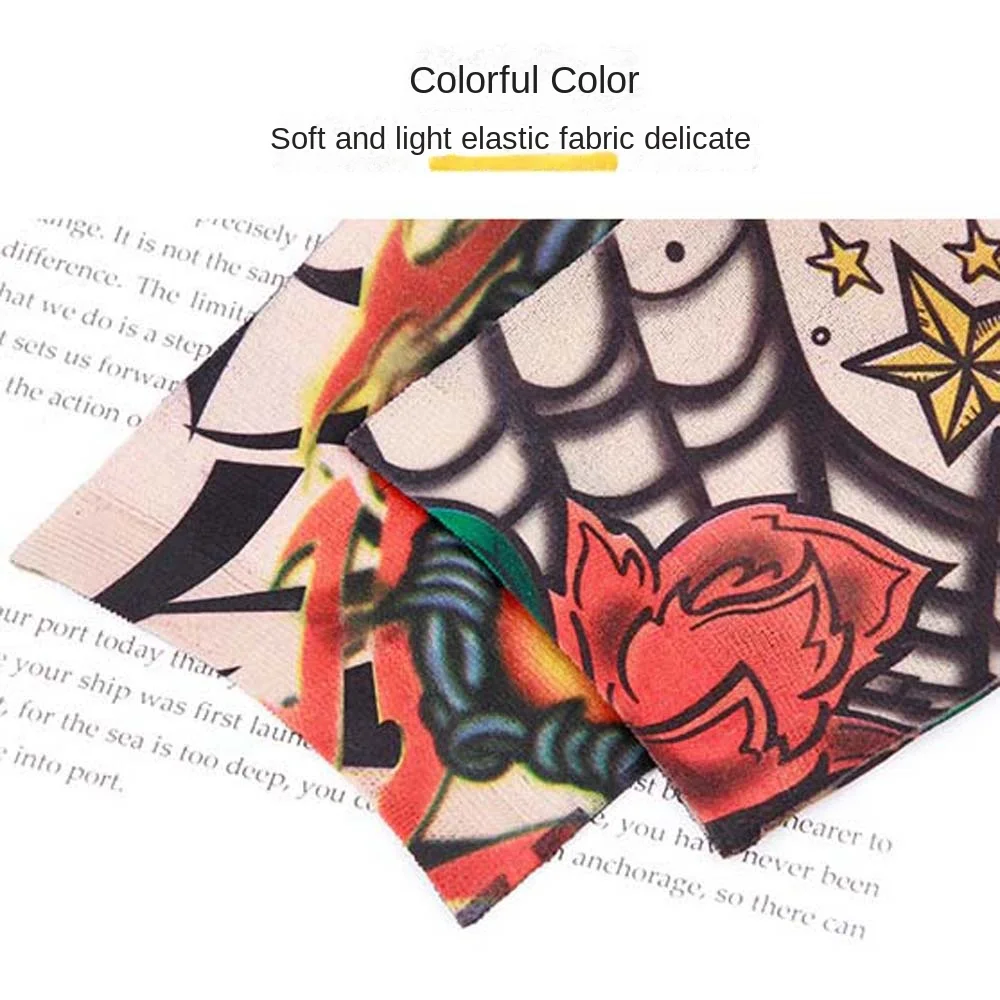 يغطي الذراع زهرة الذراع الوشم كم الأشعة فوق البنفسجية حماية مدفئات للذراع الرجال واقية من الشمس كم طويل الأكمام قفاز زهرة الذراع نمط #4