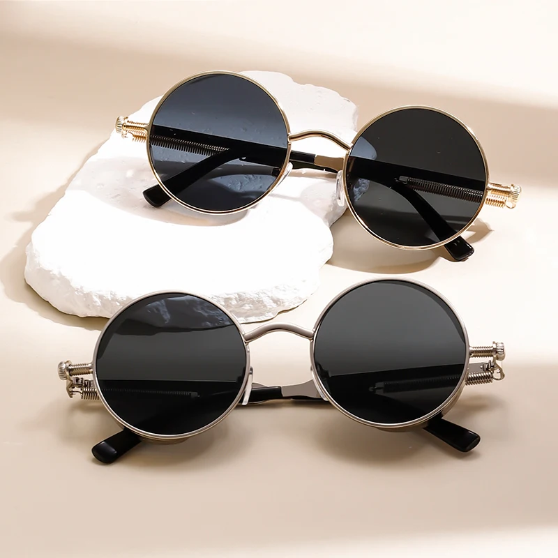 KAMMPT Runde Punk Sonnenbrille Männer Mode Vintage Multi-farbe Gradienten Sonnenbrille Trendy Klassische Luxus Marke Designer Shades – Detail 4