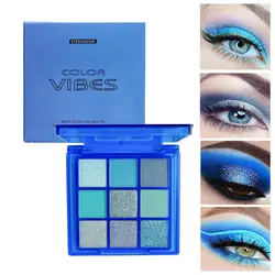 9 Colors Blue Blood Eyeshadow Makeup Pallete Matte Diamond Eyeshadow Blue Shine Neon Palette Yellow Shimmer Eye Shadow Pale C3C0