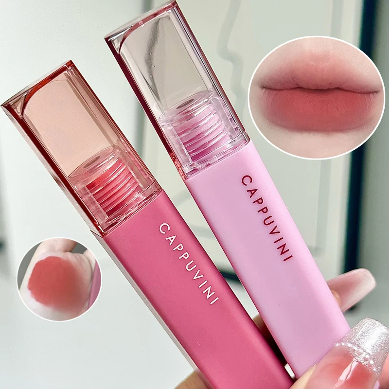【Cappuvini Silky Velvet Lip Gloss Matte Lip Mud Waterproof Non-Stick Cup Lip Glaze Smudge Proof Not Fade Liquid Lipstick Makeup】