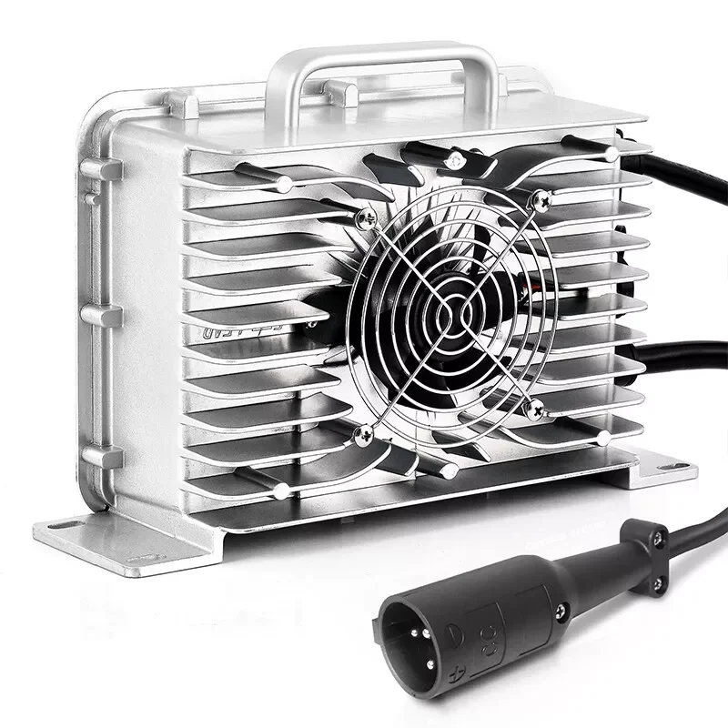

48V(58.4V) 25A Golf Cart Lithium Battery Charger for Club Car Precedent Onward Tempo Smart Fast Charger with 3 Pin Round Plug
