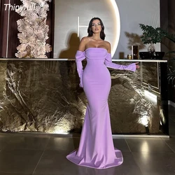 Thinyfull Mermaid Elegant Satin Prom Dresses Full Sleeves Off Shoulder Dubai Evening Party Gown 2025 Long Special Occasion Dress