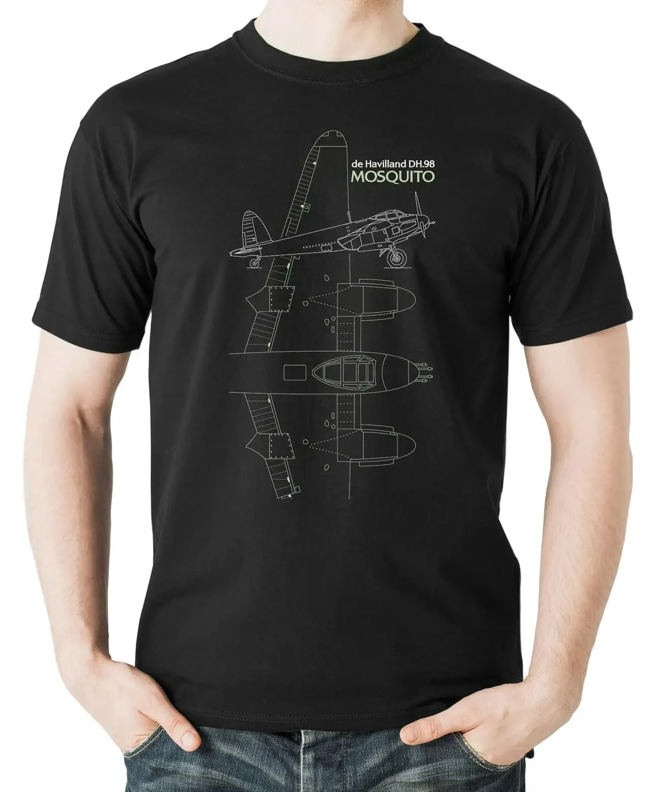 RAF De Havilland DH.98 Mosquito Combat Aircraft T-Shirt New 100% Cotton O-Neck Short Sleeve Casual Mens T-shirt Size S-3XL