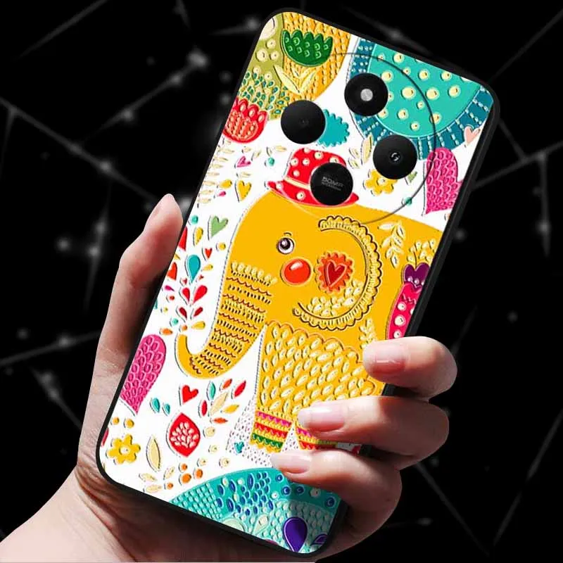 For Redmi 14C Case 3D Flower Relief Silicone Emboss Back Covers for Redmi 14R / Xiaomi Poco C75 4G Cases Soft Cartoon Lovely cat